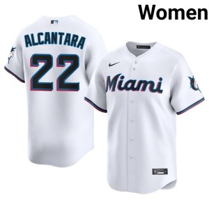 MLB Women's #22 White MIA Sandy Alcantara Jersey 205130-373