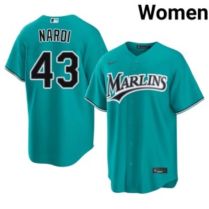 Limited Women #43 Andrew Nardi Miami Marlins Teal Jerseys 548637-891