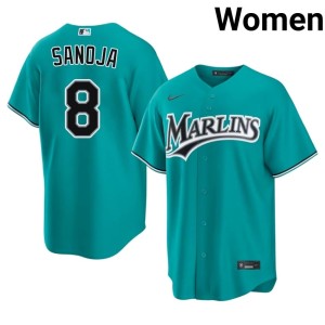 Stitched #8 The Fish Women Javier Sanoja Teal Jersey 960726-960