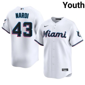 Limited Andrew Nardi Miami Marlins Youth White #43 Jerseys 556678-495