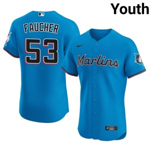 Limited Youth Blue #53 MIA Marlins Calvin Faucher Jerseys 392098-855