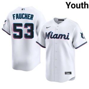 Embroidery Youth Calvin Faucher White #53 MIA Jersey 890436-862