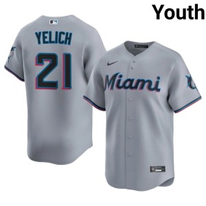 Embroidery Youth Christian Yelich The Fish Gray #21 Jersey 888932-350