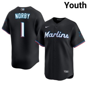 Replica Youth Connor Norby Black Miami Marlins #1 Jerseys 295475-197