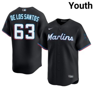 Player MIA Marlins Deyvison De Los Santos Youth #63 Black Jersey 529284-530