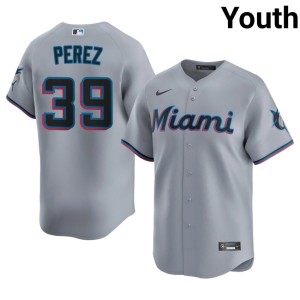 Game #39 Gray Youth Eury Perez Miracle Marlins Jerseys 803464-156