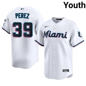 Game White #39 Eury Perez Youth MIA Marlins Jersey 743460-509