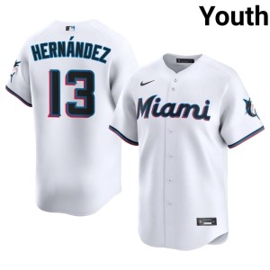 Limited White #13 Heriberto Hernandez MIA Marlins Youth Jerseys 261785-325
