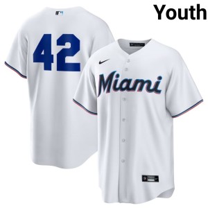 Stitched Jackie Robinson Day White MIA Marlins Youth #42 Jersey 214914-732