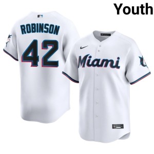 Replica Miracle Marlins White Youth #42 Jackie Robinson Jersey 613378-772
