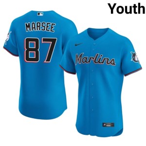 Game Blue #87 Jakob Marsee Miami Marlins Youth Jersey 512880-672