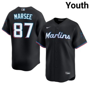 Replica #87 Jakob Marsee Youth MIA Marlins Black Jersey 997369-448