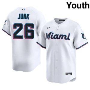 MLB Janson Junk White #26 Miami Youth Jersey 825007-549