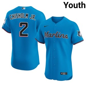 Authentic Jazz Chisholm Jr. Youth The Fish Blue #2 Jerseys 774612-711