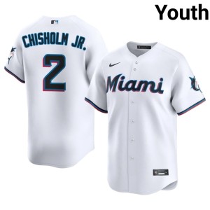 Replica MIA Marlins Jazz Chisholm Jr. Youth #2 White Jersey 948840-603