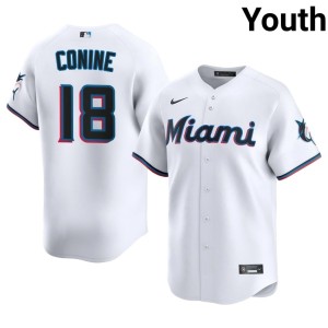 Replica #18 White Jeff Conine Youth Marlins Jersey 147131-299