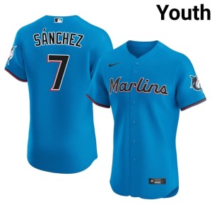 Authentic Blue #7 Jesus Sanchez Youth MIA Jersey 173678-173