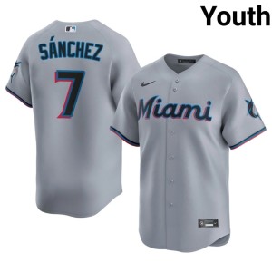 Player Youth Marlins #7 Jesus Sanchez Gray Jerseys 358476-594