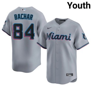 New #84 Youth Gray Miami Marlins Lake Bachar Jerseys 779495-640