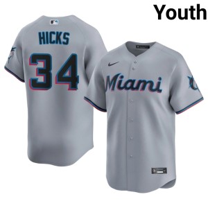Game Gray #34 Liam Hicks MIA Youth Jerseys 747325-270