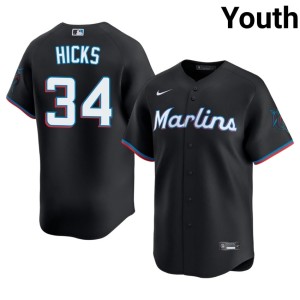Embroidery #34 Liam Hicks Youth Black The Fightin' Fish Jerseys 969910-403