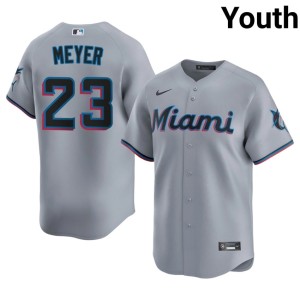 Stitched #23 Miracle Marlins Max Meyer Gray Youth Jerseys 978242-175