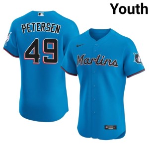 Limited Michael Petersen Youth Miracle Marlins Blue #49 Jerseys 663069-442