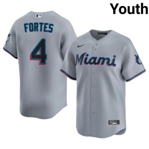 Popular Gray #4 Nick Fortes Youth MIA Marlins Jerseys 843108-913