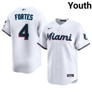 Player Youth Miracle Marlins White #4 Nick Fortes Jersey 141188-983
