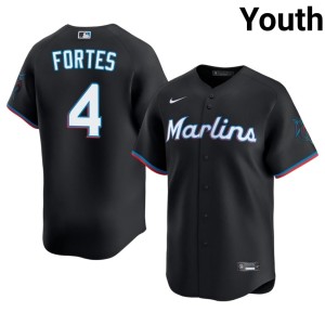 Player #4 Youth Black Miami Marlins Nick Fortes Jersey 793071-636