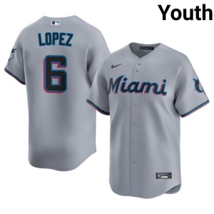 Game Otto Lopez Gray Miracle Marlins #6 Youth Jerseys 669784-478