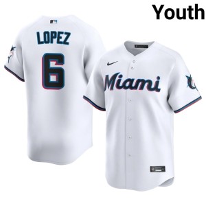 Game #6 Miami Marlins Otto Lopez Youth White Jerseys 791682-869