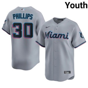 Popular Gray Tyler Phillips Youth Marlins #30 Jersey 640454-951