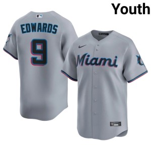 Stitched #9 Youth Miami Marlins Gray Xavier Edwards Jerseys 645544-149
