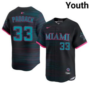 Official City Connect Chris Paddack MIA Marlins Youth Black #33 Jerseys 686683-584