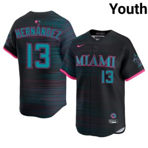 Stitched MIA Marlins Youth #13 Heriberto Hernandez Black City Connect Jersey 496941-654