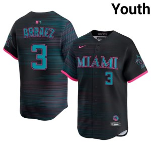 MLB City Connect Youth #3 Luis Arraez Black Miracle Marlins Jerseys 279717-401