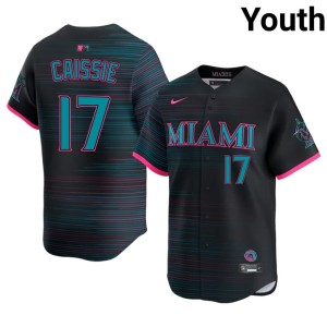 Limited Owen Caissie #17 Youth City Connect Black Miami Marlins Jerseys 171308-532